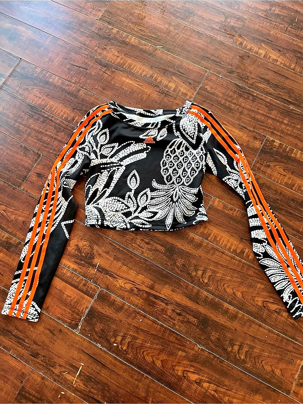 adidas x FARM Rio Crop Long Sleeve Top Black & Orange